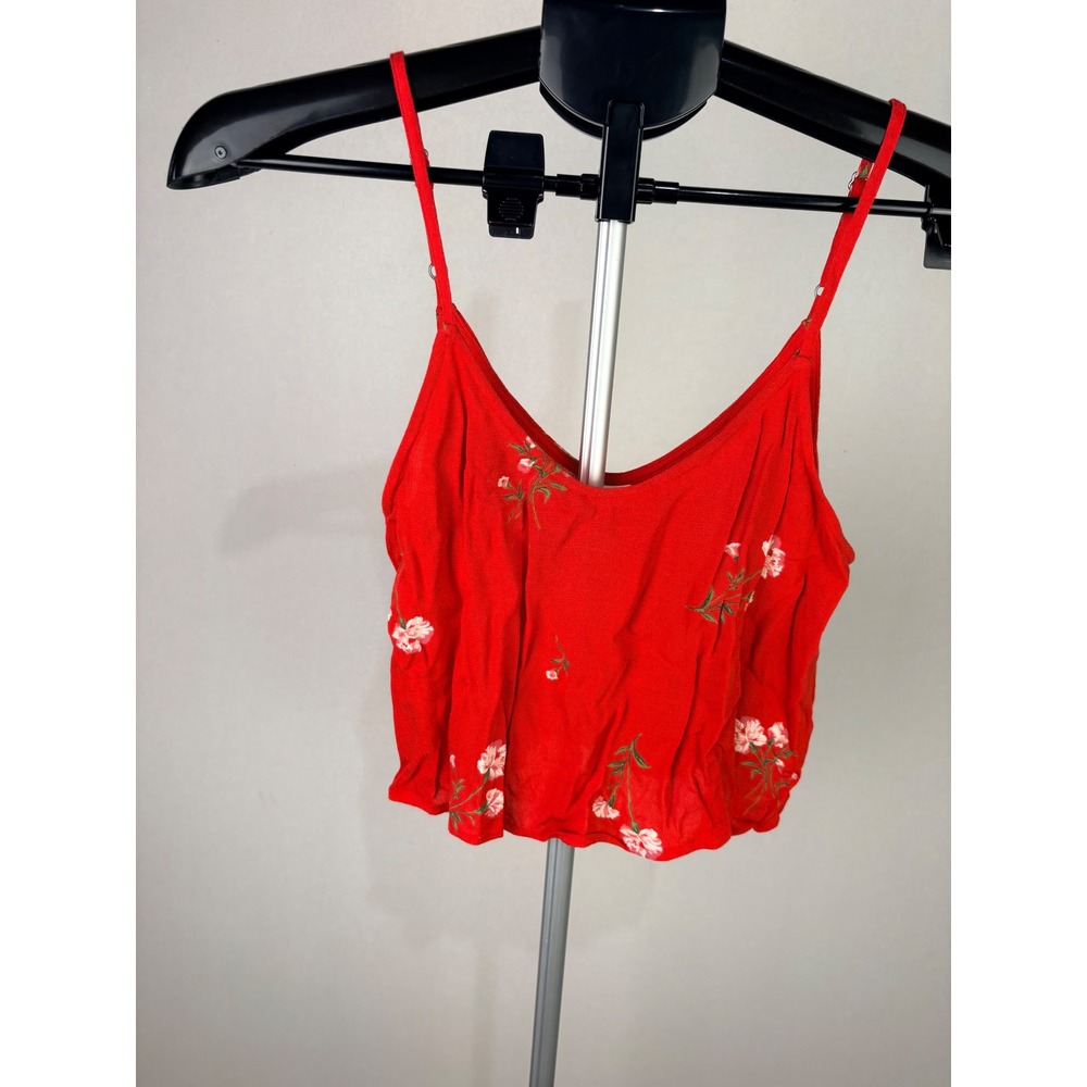 BP. Red Floral Embroidered Crop Cami Top XS Adjustable Straps Nordstrom